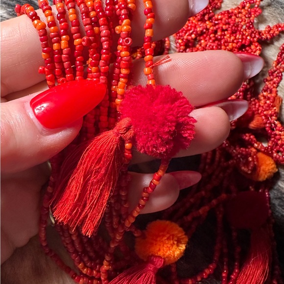 Italian Antica Sartoria Multi-Strand Red Seed Beaded Necklace - Picture 6 of 7